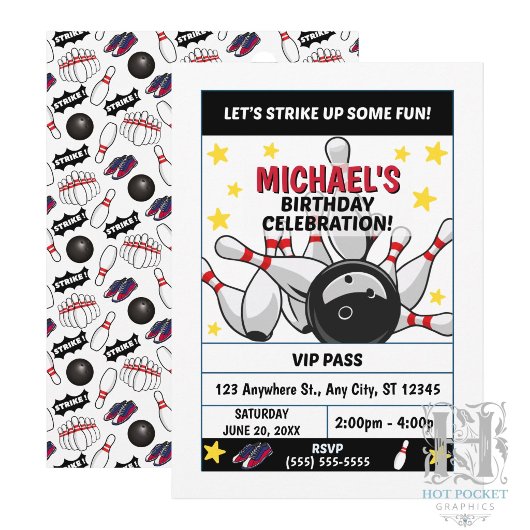 Invitation d'anniversaire de bowling