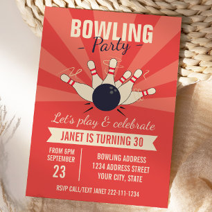 Invitation d'anniversaire de bowling