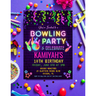 Invitation d'anniversaire de bowling