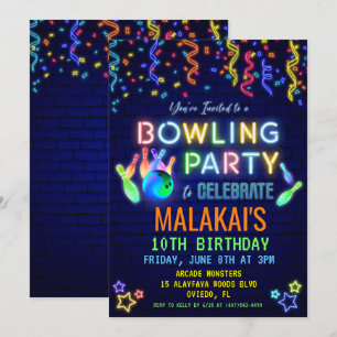 Invitation d'anniversaire de bowling