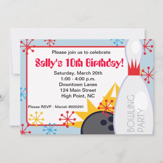 Invitation d'anniversaire de bowling (Devant)
