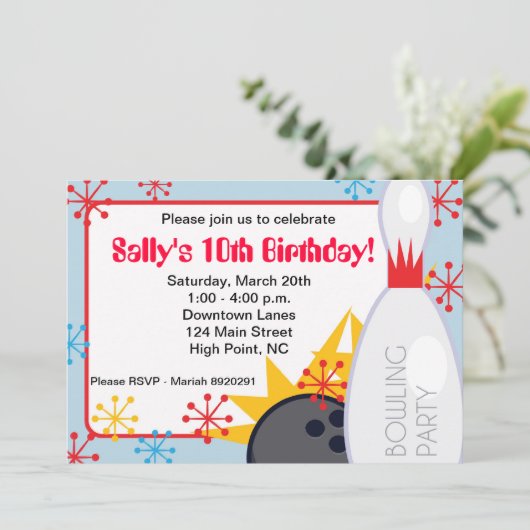 Invitation d'anniversaire de bowling (Debout devant)