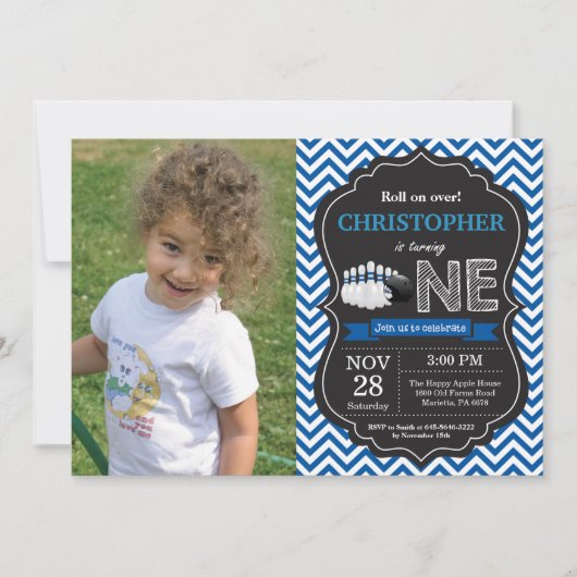 Invitation d'anniversaire de Bowling 1er anniversa (Devant)