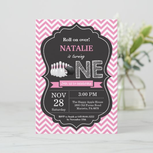 Invitation d'anniversaire de Bowling 1er anniversa (Debout devant)
