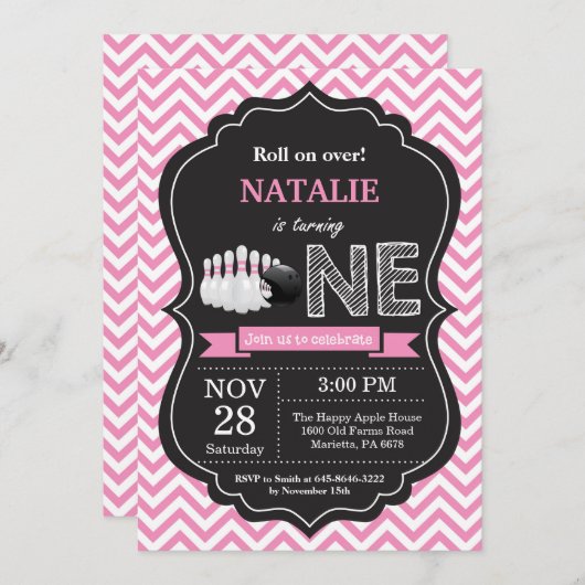 Invitation d'anniversaire de Bowling 1er anniversa (Devant / Derrière)