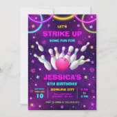 Invitation d'anniversaire de bowling de fête de Gl (Devant)
