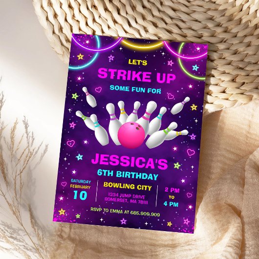 Invitation d'anniversaire de bowling de fête de Gl