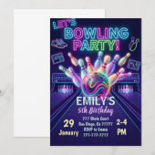 Invitation d'anniversaire de bowling Frappez pour (Devant / Derrière)