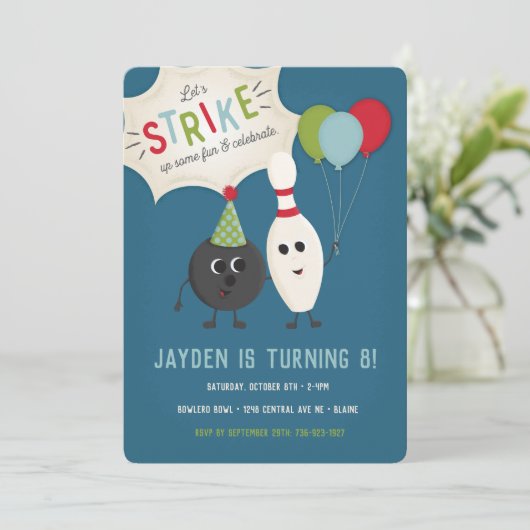 Invitation d'anniversaire de Bowling | Invitation  (Debout devant)