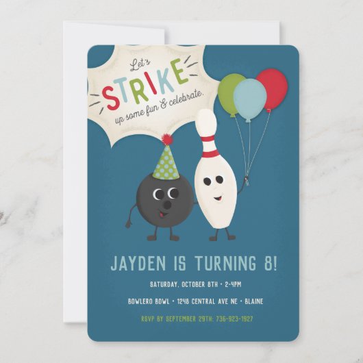 Invitation d'anniversaire de Bowling | Invitation  (Devant)