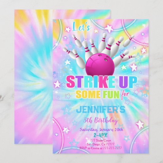 Invitation d'anniversaire de bowling modifiable (Devant / Derrière)