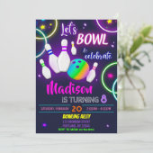Invitation d'anniversaire de bowling Neon invitati (Debout devant)