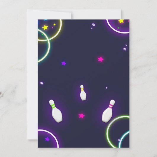 Invitation d'anniversaire de bowling Neon invitati (Dos)