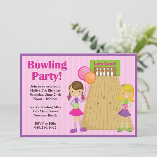 Invitation d'anniversaire de Bowling Party (Debout devant)