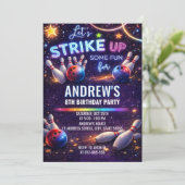Invitation d'anniversaire de bowling personnalisée (Debout devant)
