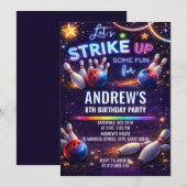 Invitation d'anniversaire de bowling personnalisée (Devant / Derrière)