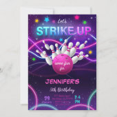 Invitation d'anniversaire de bowling pour fille (Devant)