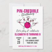 Invitation d'anniversaire de bowling pour filles (Devant)