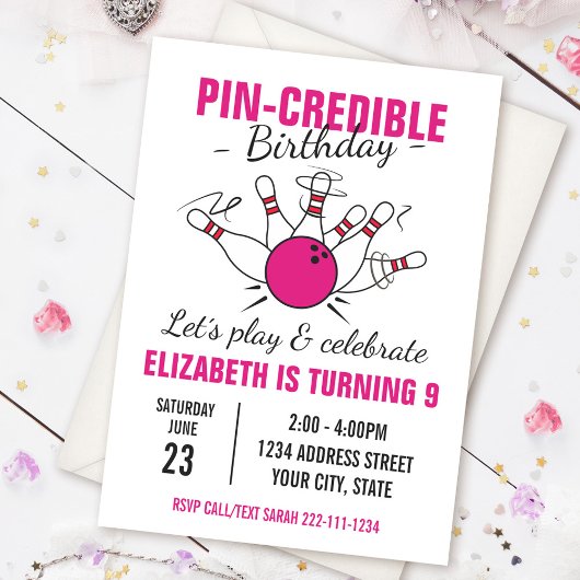 Invitation d'anniversaire de bowling pour filles