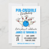 Invitation d'anniversaire de bowling pour garçons (Devant)