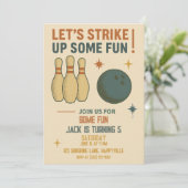 Invitation d'anniversaire de Bowling Retro pour le (Debout devant)