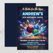 Invitation d'anniversaire de bowling Space personn (Devant / Derrière)