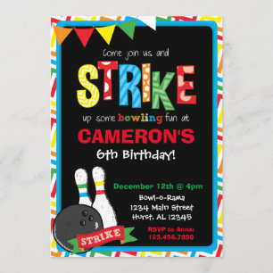 Invitation d'anniversaire de bowling, tableau de