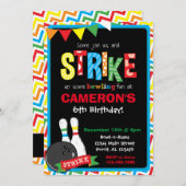 Invitation d'anniversaire de bowling, tableau de b (Devant / Derrière)