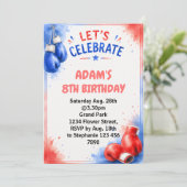 Invitation d'anniversaire de boxe à l'aquarelle (Debout devant)