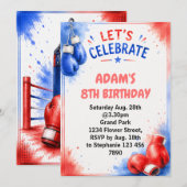 Invitation d'anniversaire de boxe à l'aquarelle (Devant / Derrière)