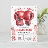 Invitation d'anniversaire de boxe Prêt à en découd (Debout devant)