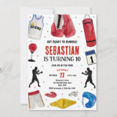 Invitation d'anniversaire de boxe Prêt à se bagarr (Devant)