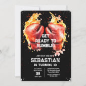 Invitation d'anniversaire de boxe Prêt à se bagarr (Devant)