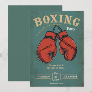 invitation d'anniversaire de boxe sportive
