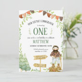 Invitation d'anniversaire de bûcheron avec Red Pla (Debout devant)