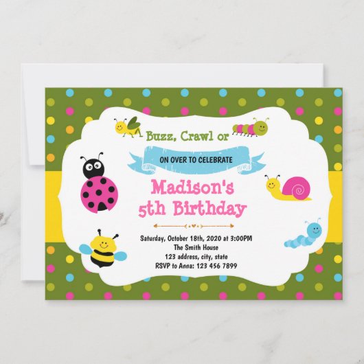 Invitation d'anniversaire de bug (Devant)