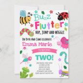Invitation d'anniversaire de Bugs Fille Rose Fête  (Devant)