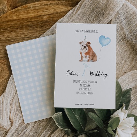 Invitation d'anniversaire de Bulldog anglais - Gar