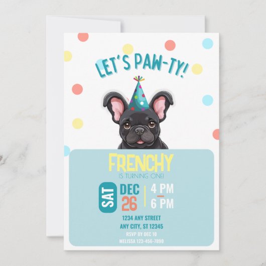 Invitation d'anniversaire de Bulldog en France (Devant)
