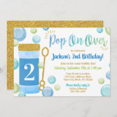 Invitation d'anniversaire de bulle | Aquarelle, bl (Devant / Derrière)