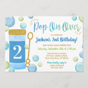 Invitation d'anniversaire de bulle   Aquarelle, bl