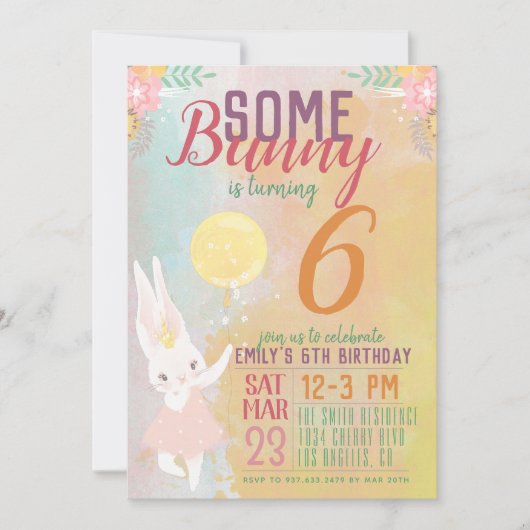Invitation D'Anniversaire De Bunny (Devant)