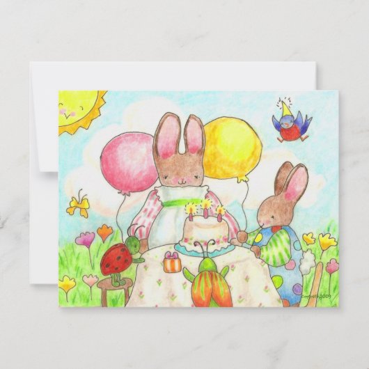 invitation d'anniversaire de bunny et de bug (Devant)