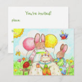 invitation d'anniversaire de bunny et de bug (Devant / Derrière)