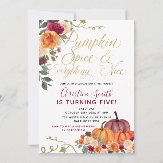 Invitation d'anniversaire de Burnt Orange Citrouil (Devant)