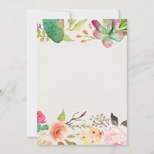 Invitation d'anniversaire de cactus (Dos)