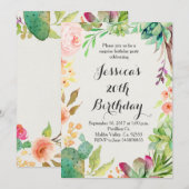 Invitation d'anniversaire de cactus (Devant / Derrière)