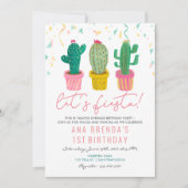 Invitation d'anniversaire de cactus de fête pour t (Devant)