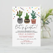 Invitation d'anniversaire de cactus de fête pour t (Debout devant)