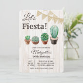 Invitation d'anniversaire de cactus de fête pour t (Debout devant)